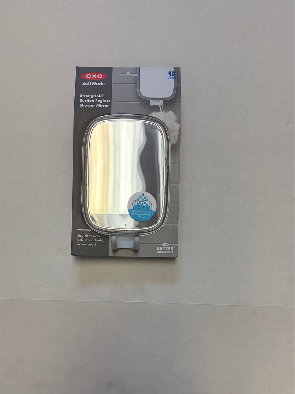 OXO SoftWorks StrongHold Suction Fogless Shower Mirror Stay-Clear NEW